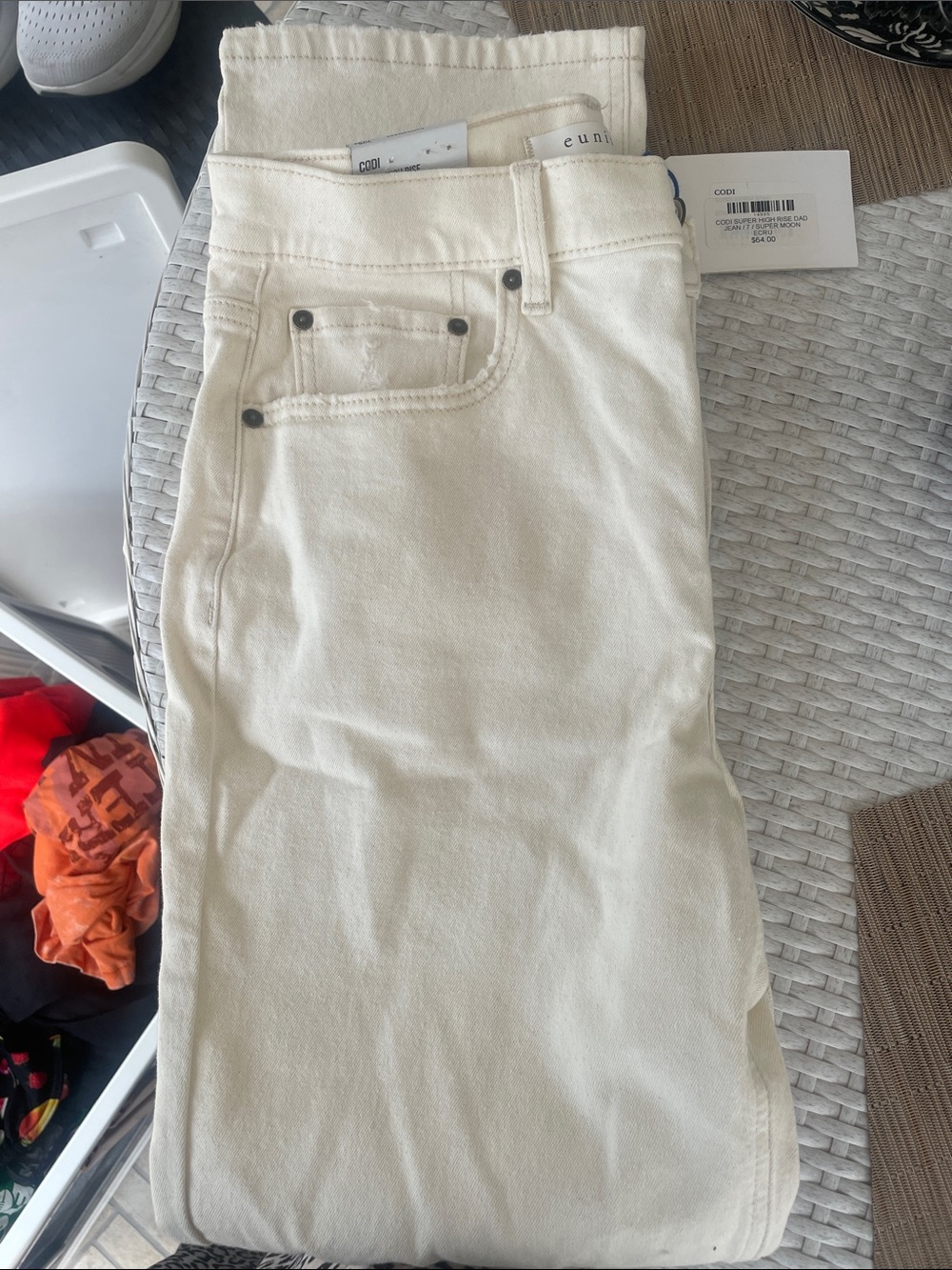 eunina cream High-Rise Straight Jeans